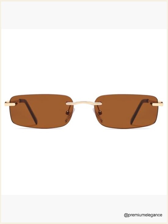 Trendy Small Square Sunglasses Retro Rimless Narrow Shades UVA/UVB Protection main image 5